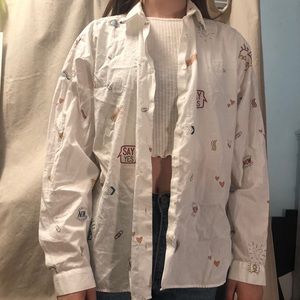 Zara Basic graphic white button down
